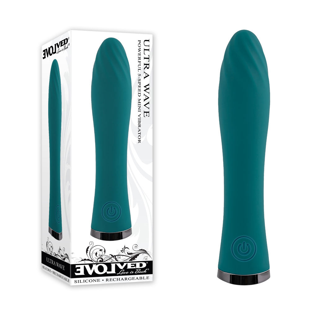 Evolved ULTRA WAVE -  13 cm USB Rechargeable Mini Vibrator with elegant design and 5 patterns for ultimate pleasure.