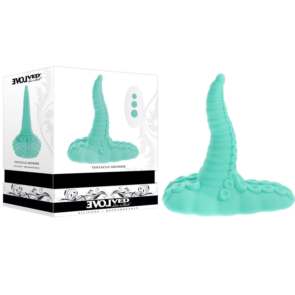 Evolved TENTACLE GRINDER - USB Rechargeable Fantasy Grinder Pad with Wireless Remote packaging and product view.