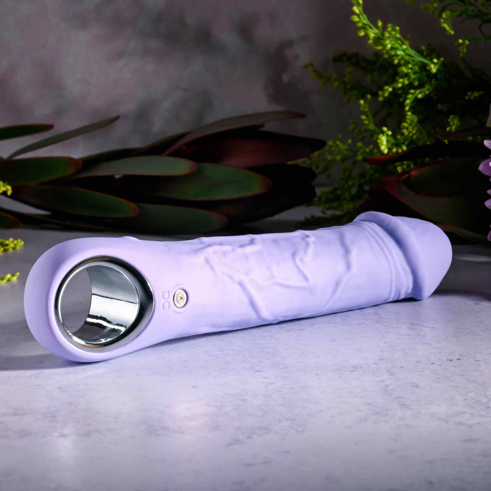 Evolved  FANTASY -  18.4 cm USB Rechargeable Vibrator with realistic texture and chrome handle, perfect for intimate essentials for her.