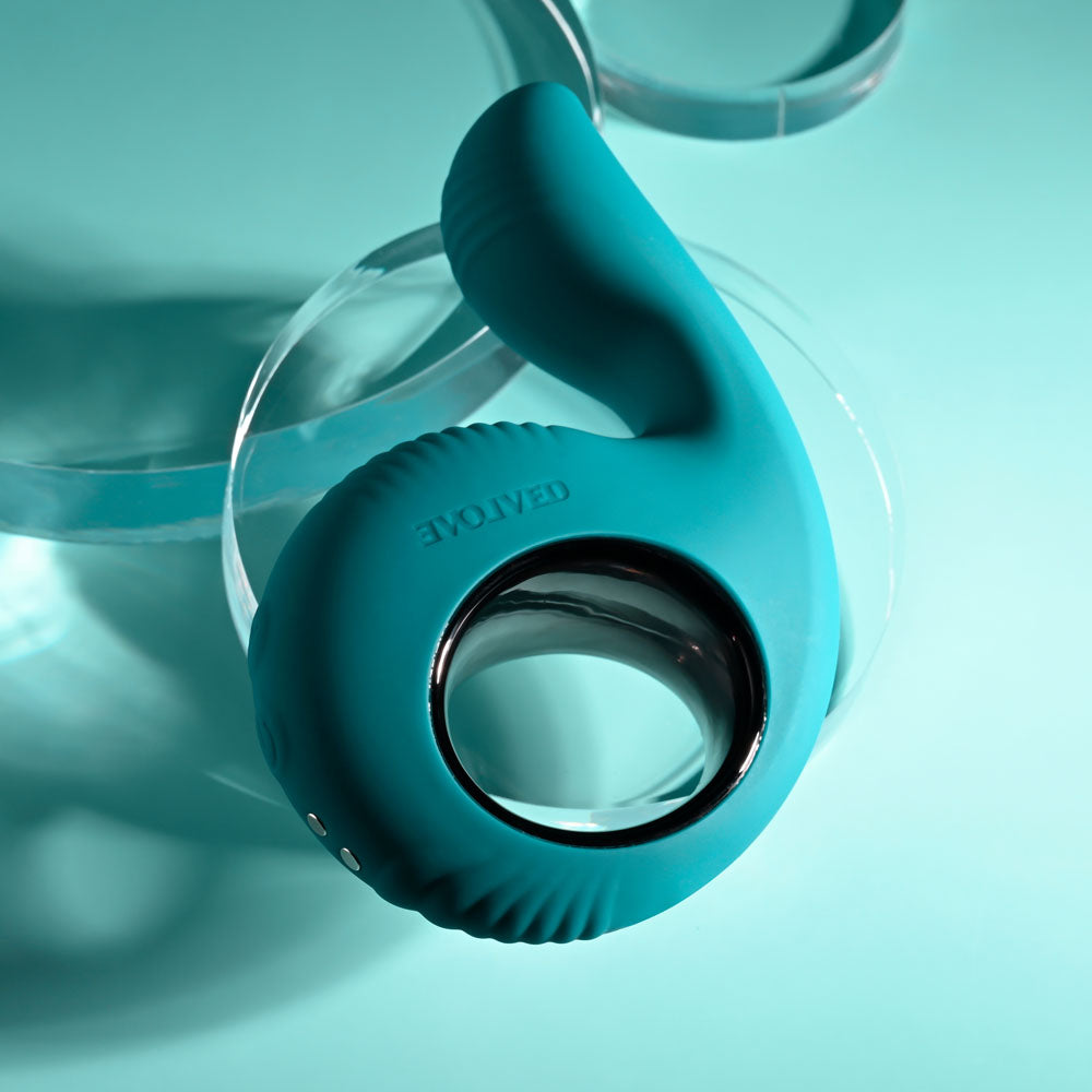Evolved THUMBS UP -  USB Rechargeable Stimulator in vibrant teal for intimate essentials for her.