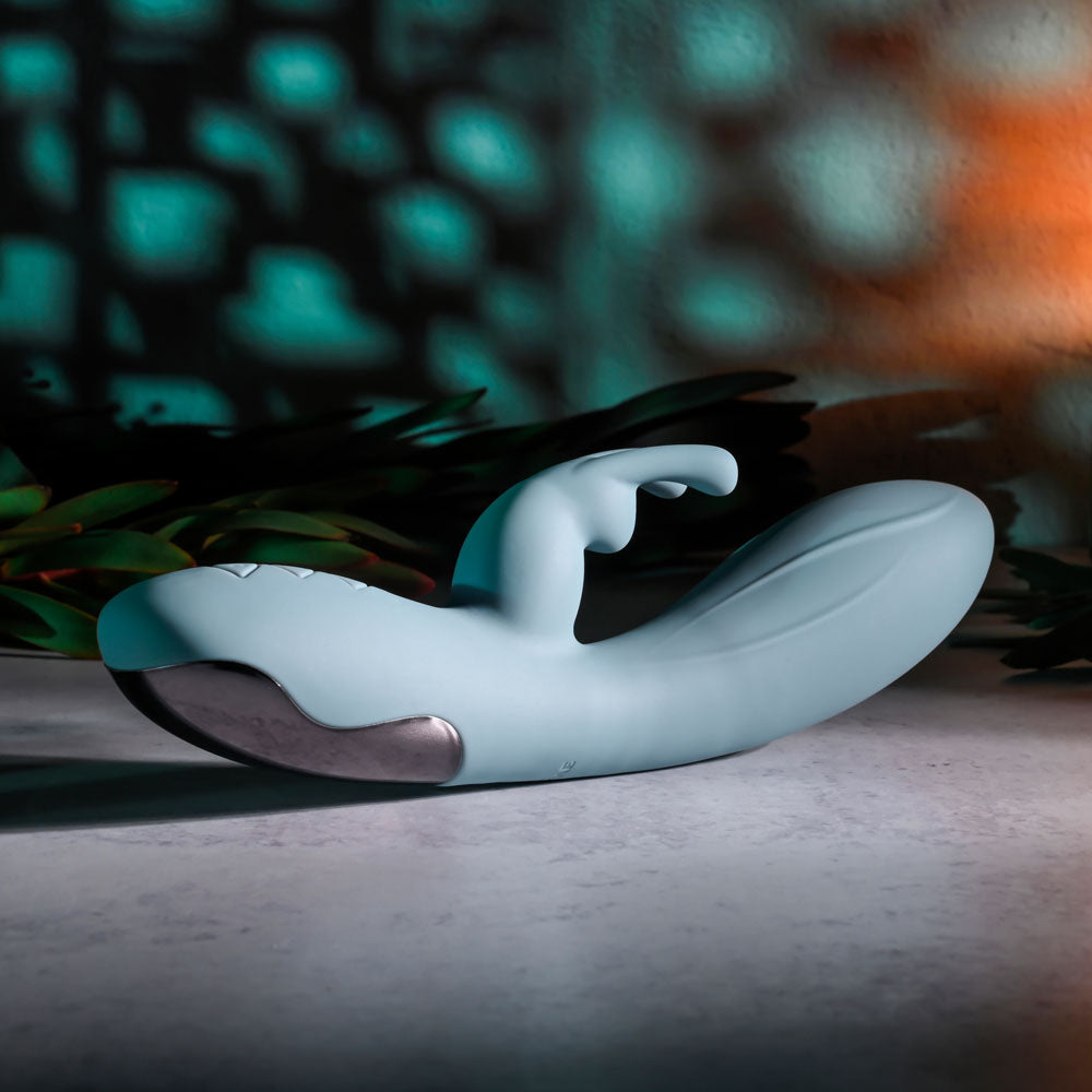 Evolved BOSS BUNNY - Baby 20.1 cm USB Rechargeable Rabbit Vibrator on a sleek surface with soft lighting.