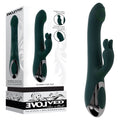 Evolved RABBIT TAP TAP - 25 cm USB Rechargeable Rabbit Vibrator with Tapping Tip in green silicone, showcasing tapping stimulation.