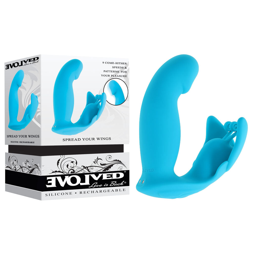 Evolved SPREAD YOUR WINGS -  USB Rechargeable Wearable Butterfly Vibrator with packaging, silicone, intimate essentials for her.