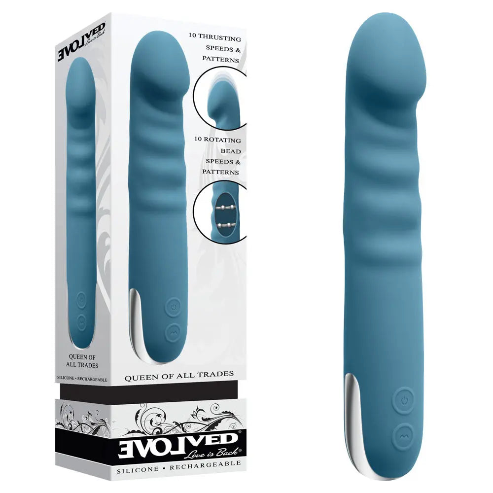 Evolved QUEEN OF ALL TRADES -  22.6 cm USB Rechargeable Thrusting & Rotating Vibrator Evolved Discreet Intimate Essentials.