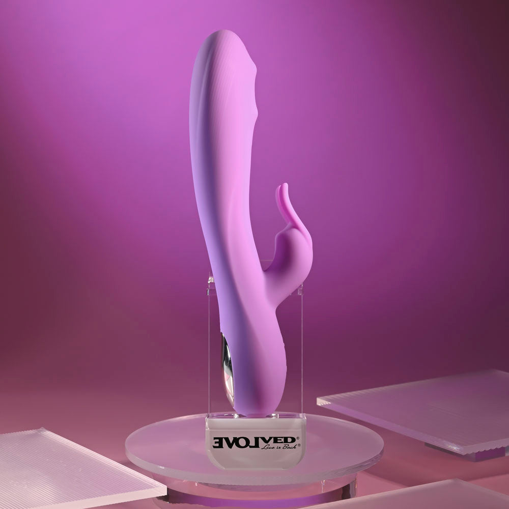 Evolved BEAD THE WAY - 23.2 cm USB Rechargeable Rabbit Vibrator on display, showcasing its supple silicone design.