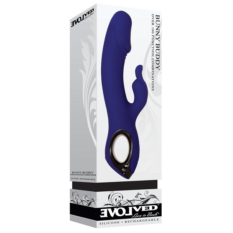 Evolved Bunny Buddy - 22.2 cm USB Rechargeable Rabbit Vibrator in stylish packaging, perfect for intimate essentials for her.