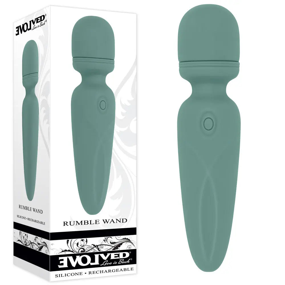 Evolved RUMBLE WAND - Olive  13.4 USB Rechargeable Mini Massage Wand Evolved Discreet Intimate Essentials.