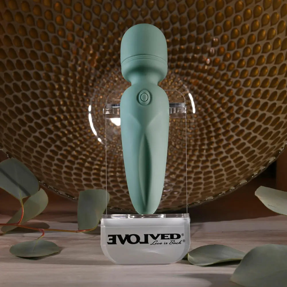 Evolved RUMBLE WAND - Olive  13.4 USB Rechargeable Mini Massage Wand Evolved Discreet Intimate Essentials.