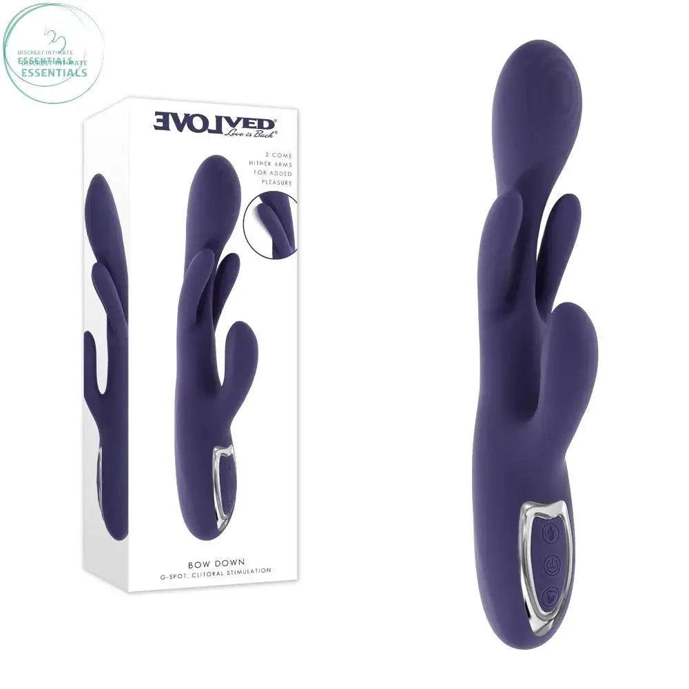 Affordable quality Evolved BOW DOWN -  USB Rechargeable Rabbit Vibrator  from Evolved by Discreet Intimate Essentials with Discreet Delivery 