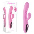 Evolved PUSH THE BUTTON - 23.5 cm USB Rechargeable Rabbit Vibrator with G-Spot Bud in pink packaging.
