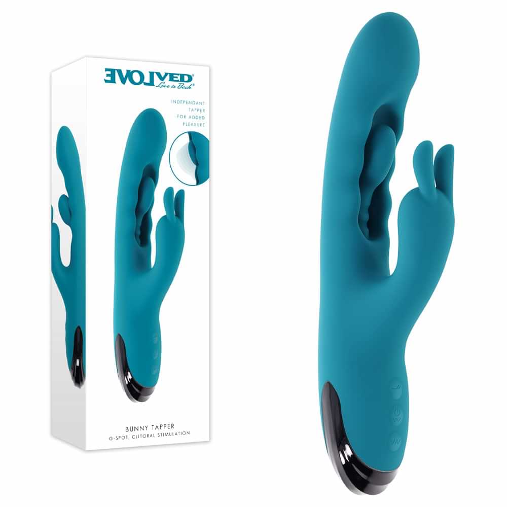 Evolved BUNNY TAPPER -  20 cm USB Rechargeable Rabbit Vibrator with Flicking Shaft