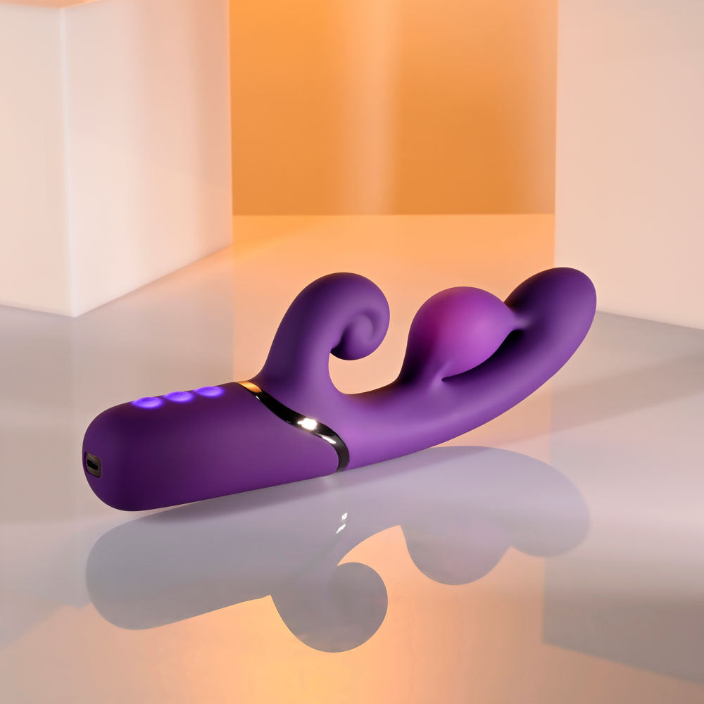 Evolved PLEASURE PUFF - 24.1 cm USB Rechargeable Inflatable Rabbit Vibrator showcasing bold design and features.