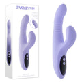 Evolved PEP TALK - 23.3 cm USB Rechargeable Thrusting Vibrator with Tapping Clitoral Stimulator in a stylish purple design.