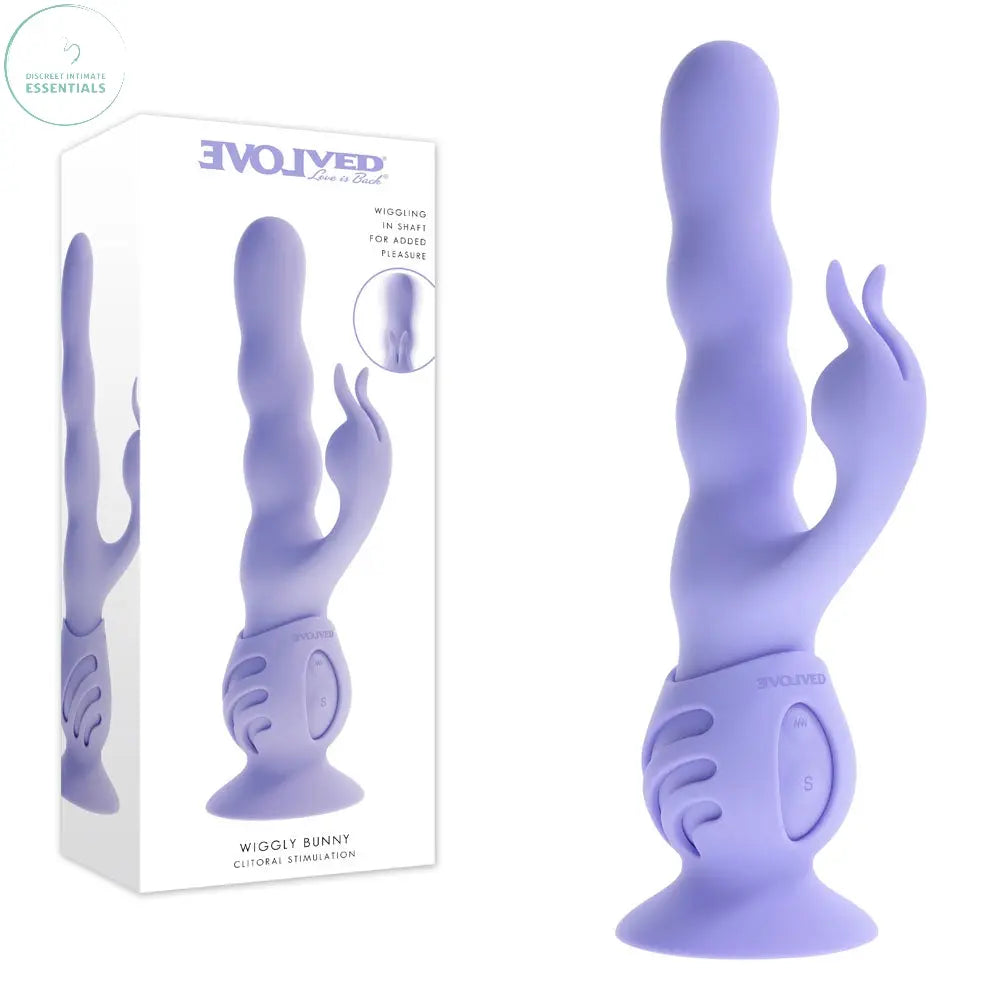 Affordable quality Evolved WIGGLY BUNNY -  USB Rechargeable Rabbit Vibrator with Suction Base  from Evolved by Discreet Intimate Essentials with Discreet Delivery 
