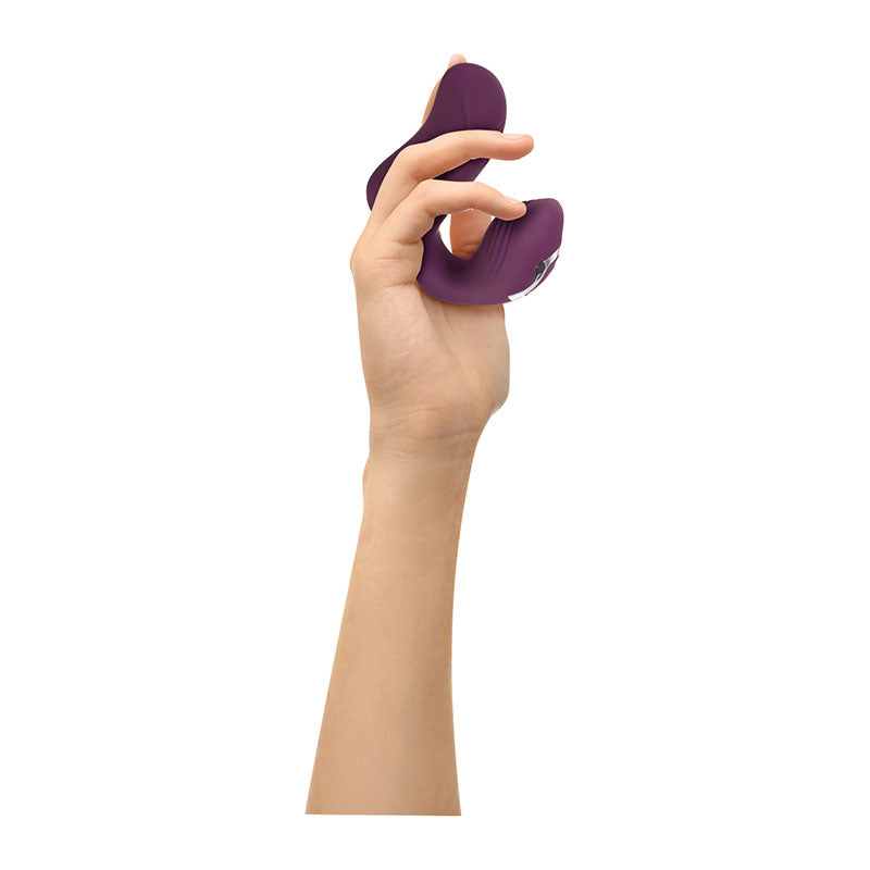Evolved Helping Hand -  USB Rechargeable Dual Finger Stimulator showcased in hand for intimate essentials for her.