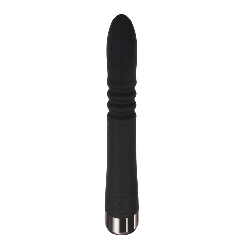 Evolved Rapid Rabbit - 25.4 cm USB Rechargeable Thrusting Rabbit Vibrator featuring ribbed design for enhanced pleasure.