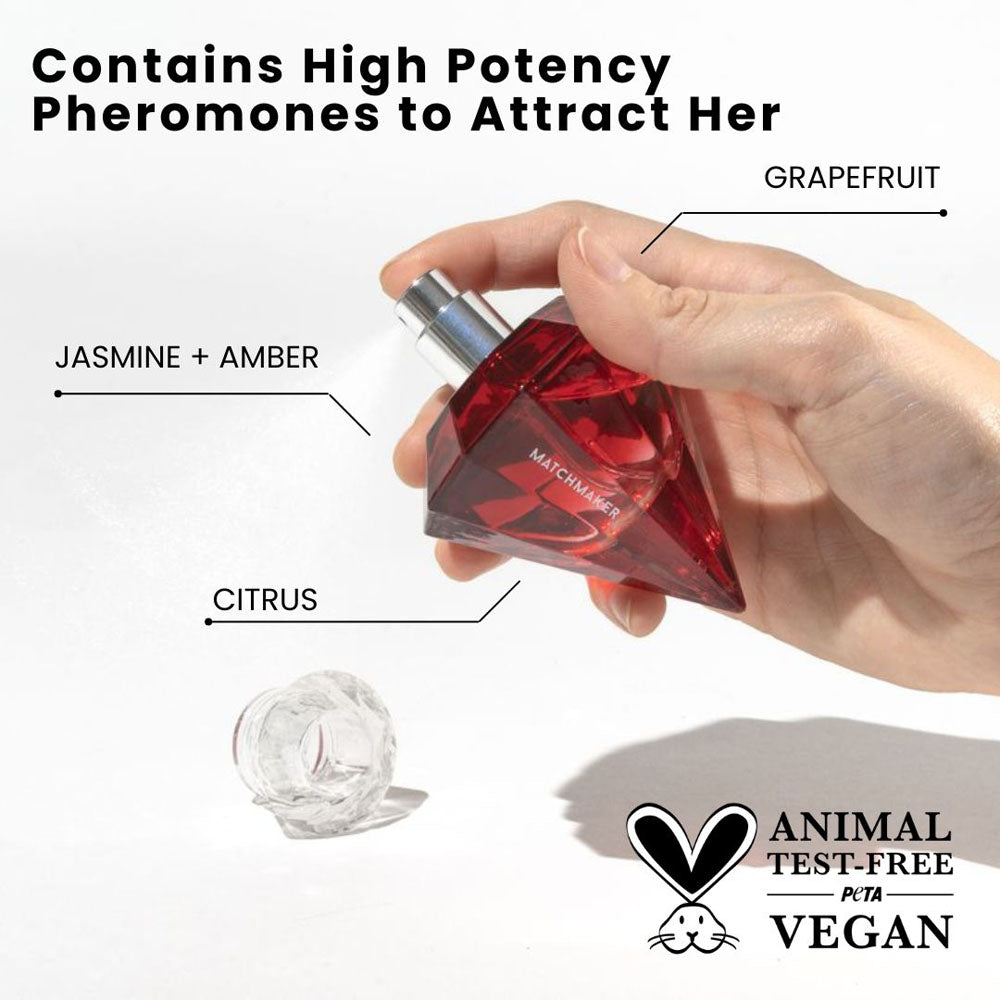 Eye of Love Matchmaker Red Diamond LGTBQ - 30 ml - Pheromone Parfum for Women to attract Women - 30 ml Spray in a red diamond-shaped bottle.