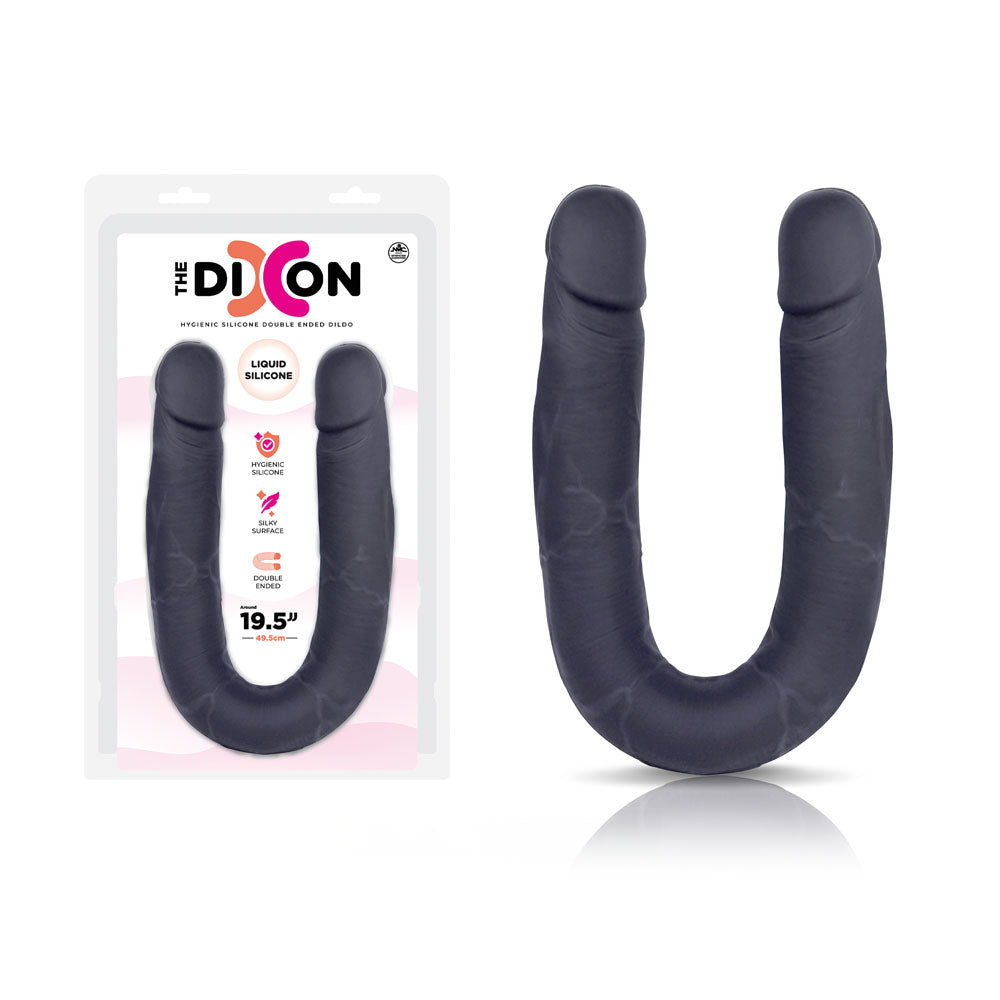The Dixon -  -  50 cm Silicone Double Dong displayed in packaging with a silky smooth surface.
