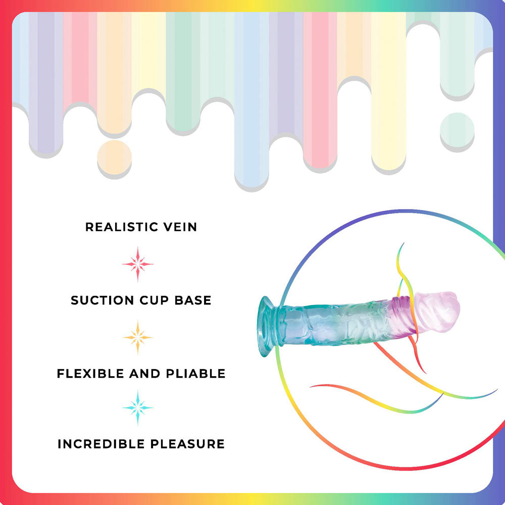 Jellido 18cm Dildo - Clear  18 cm Dildo featuring realistic veins, suction cup base, and flexible material for incredible pleasure.