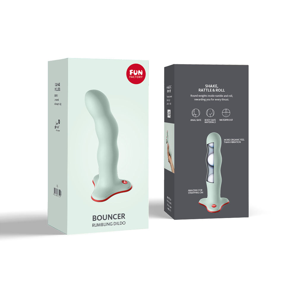Fun Factory BOUNCER sage - Sage 18.5 cm Dildo packaging showing its unique design and features.