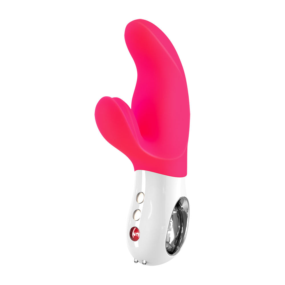 Fun Factory MISS BI - 17 cm USB Rechargeable Rabbit Vibrator in vibrant pink color, designed for dual stimulation.