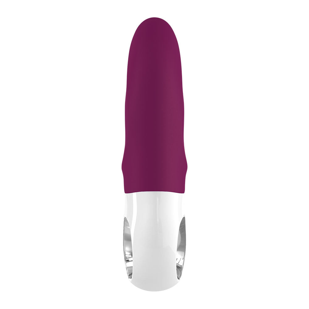Fun Factory MISS BI grape - Grape 17 cm USB Rechargeable Rabbit Vibrator in purple with sleek design and white base.