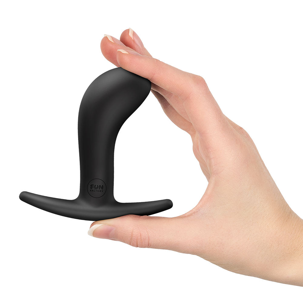 Fun Factory BOOTIE M - 9.4 cm Medium Butt Plug held in hand, perfect intimate essentials for her.