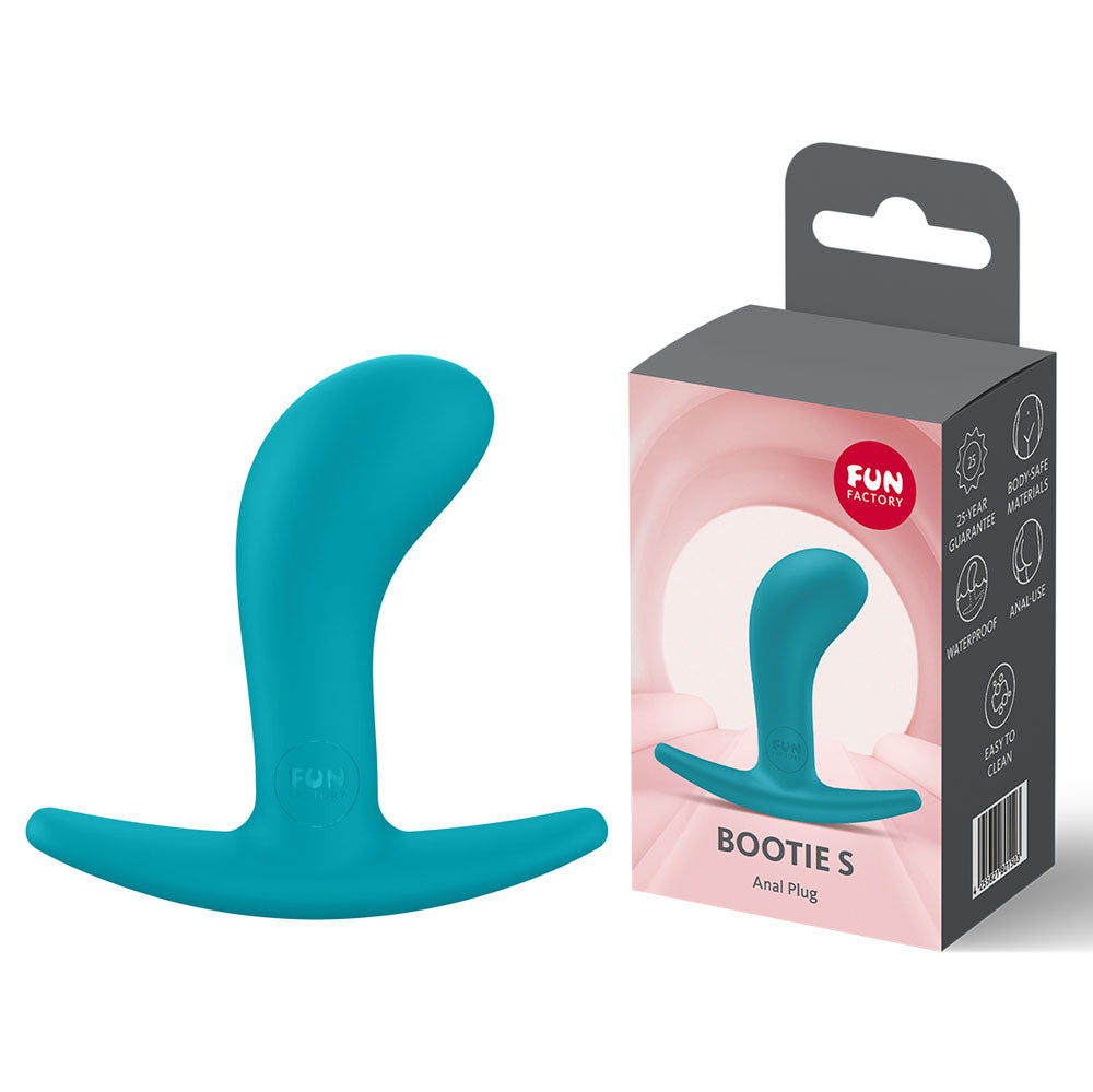 Fun Factory BOOTIE S Aquamarine - Aquamarine 7.9 cm Small Butt Plug with packaging