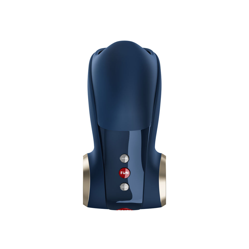 Fun Factory COBRA LIBRE II Nightblue - Nightblue USB-C Rechargeable Vibrating Massager side view with buttons.