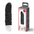 Fun Factory JAM - 12.2 cm Vibrator in ergonomic design, showcasing its premium silicone and packaging.