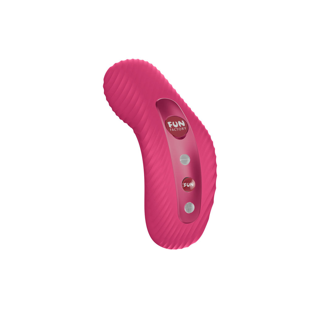 Fun Factory LAYA III Raspberry - Raspberry USB-C Rechargeable Stimulator in pink, featuring a textured surface for clitoral pleasure.