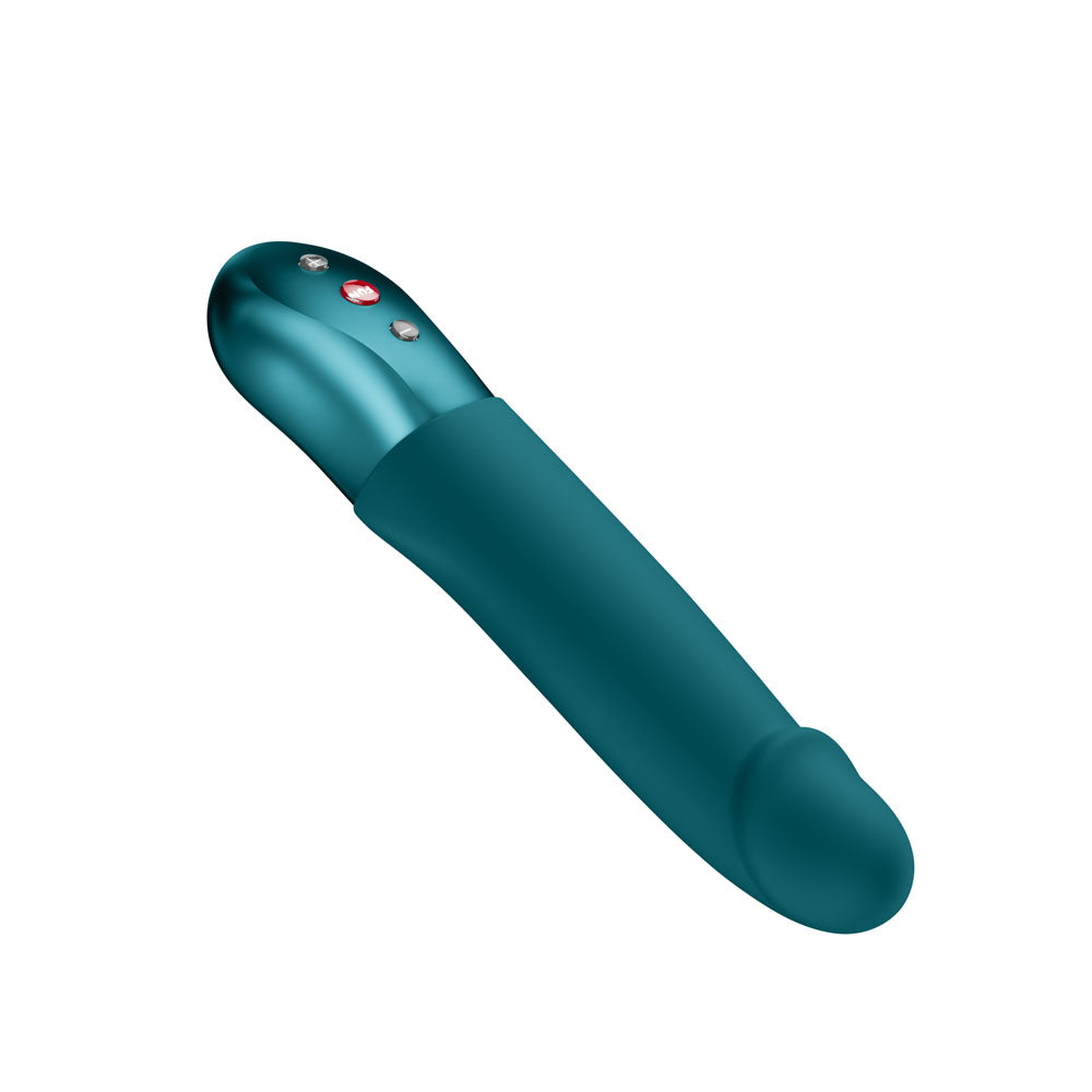 Fun Factory STRONIC REAL Bottle  - Bottle  USB Rechargeable Thrusting Vibrator in teal color, designed for intimate satisfaction.