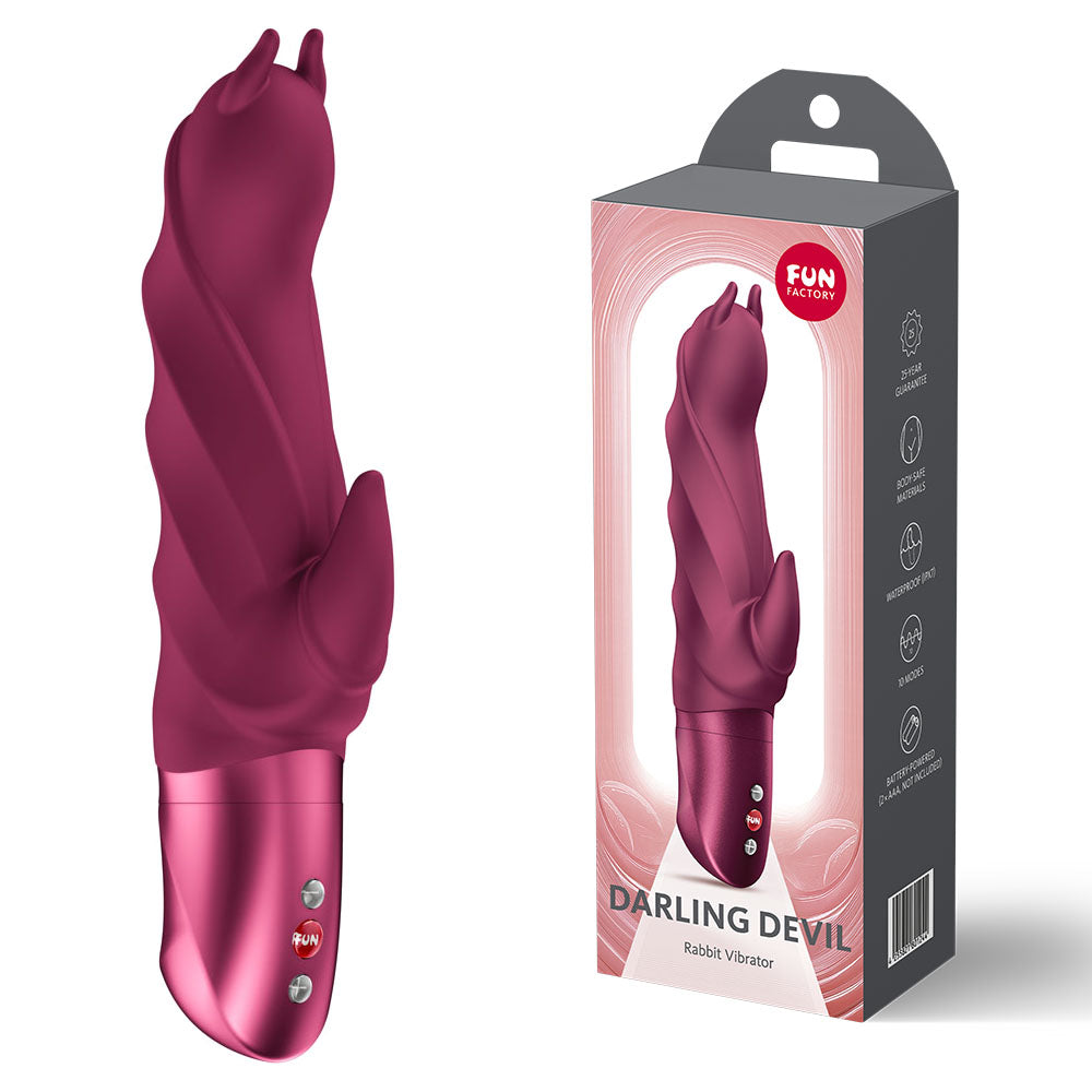 Fun Factory DARLING DEVIL Wine - Wine 20 cm Vibrator, a rabbit vibrator for dual G-spot and clitoral stimulation.
