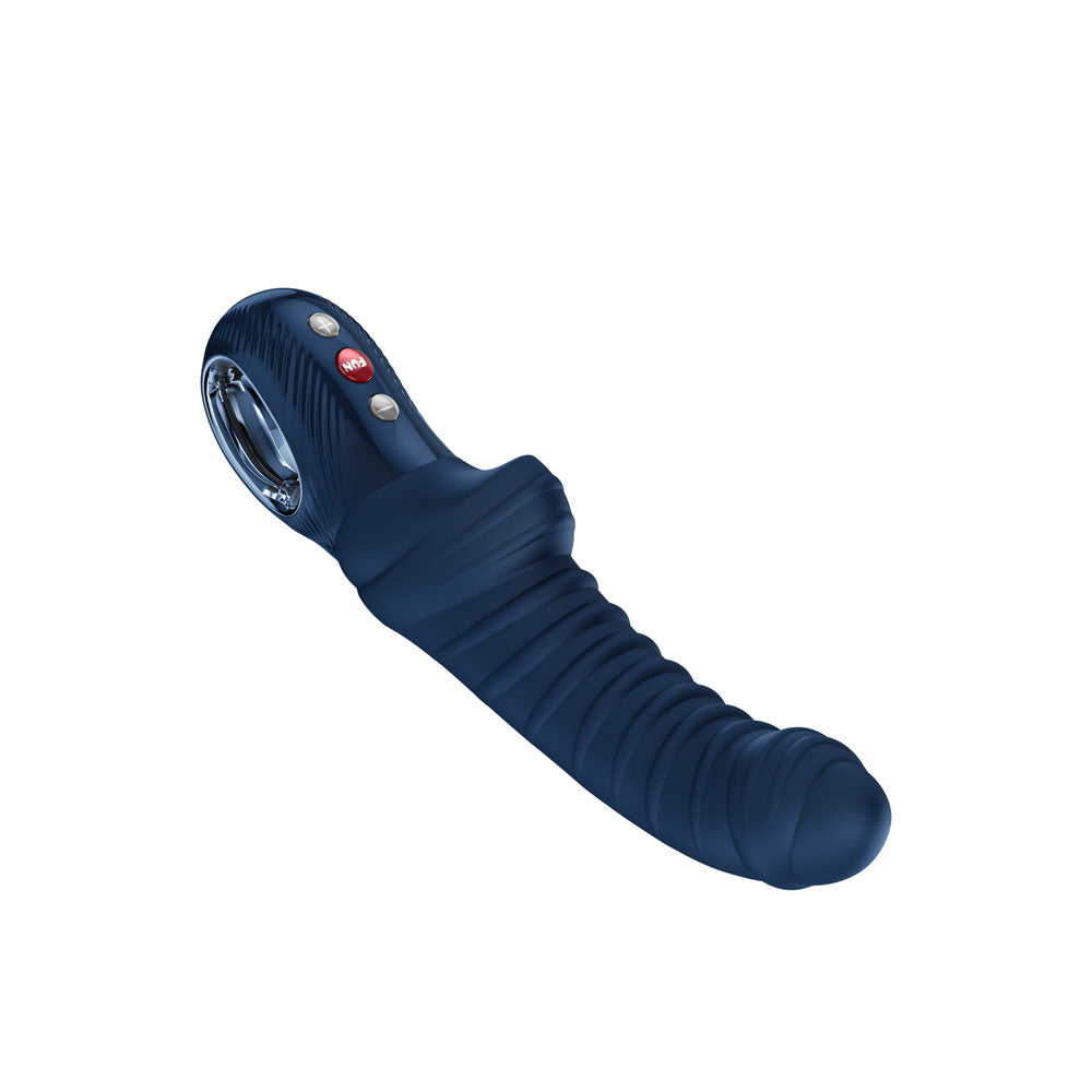 Fun Factory TIGER Nightblue, USB-C rechargeable vibrator with textured design and G-spot stimulating tip.