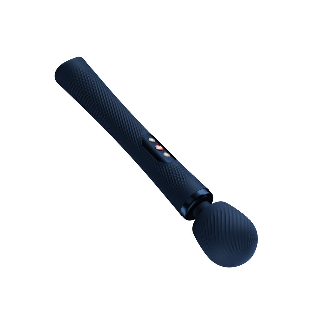 Fun Factory VIM Nightblue - Nightblue USB-C Rechargeable Rumbling Massage Wand with textured handle and flexible neck.
