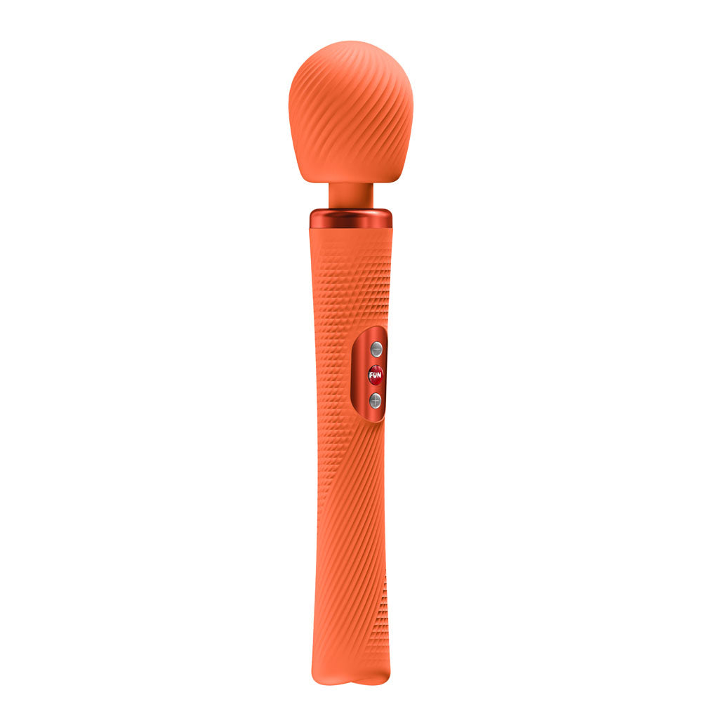 Fun Factory VIM Orange - Orange USB-C Rechargeable Rumbling Massage Wand featuring a sleek design and textured grip.