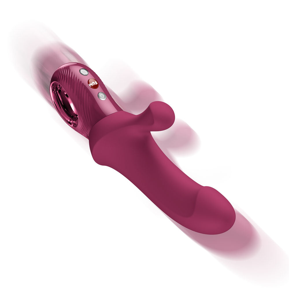 Fun Factory BI STRONIC CURVE Wine  - Wine  USB-C Rechargeable Thrusting Vibrator showcasing ergonomic design and vibrant color.