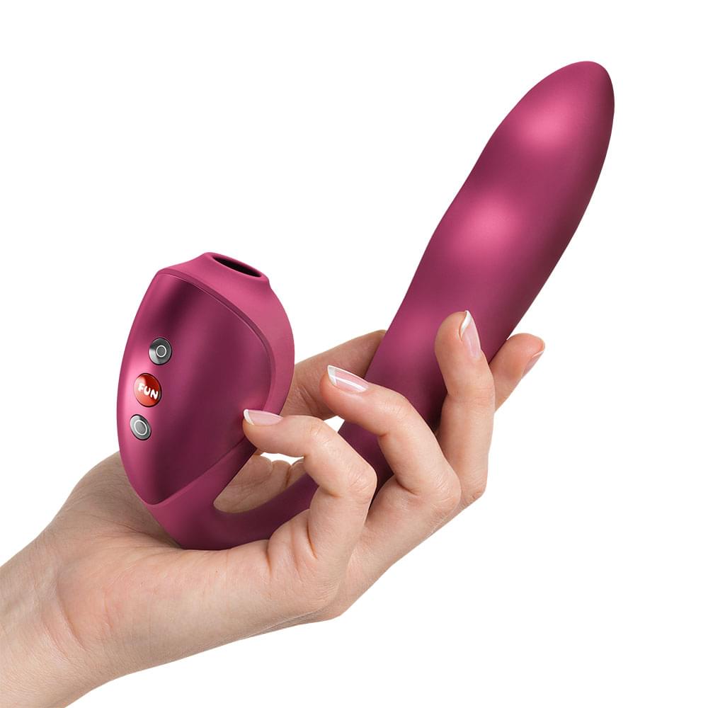 Fun Factory STRONIC PULSE ALLEGRO - Wine  USB-C Rechargeable Thrusting Vibrator with Air Pulse Stimulator