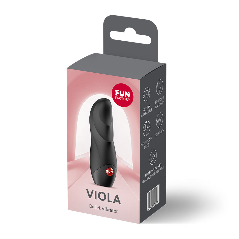 Fun Factory VIOLA - Vibrating Bullet packaging showcasing sleek design for intimate essentials.