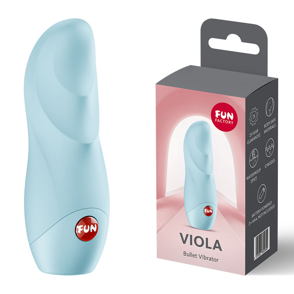 Fun Factory VIOLA Ice  - Ice  Vibrating Bullet vibrator with packaging, ideal for intimate essentials for her.