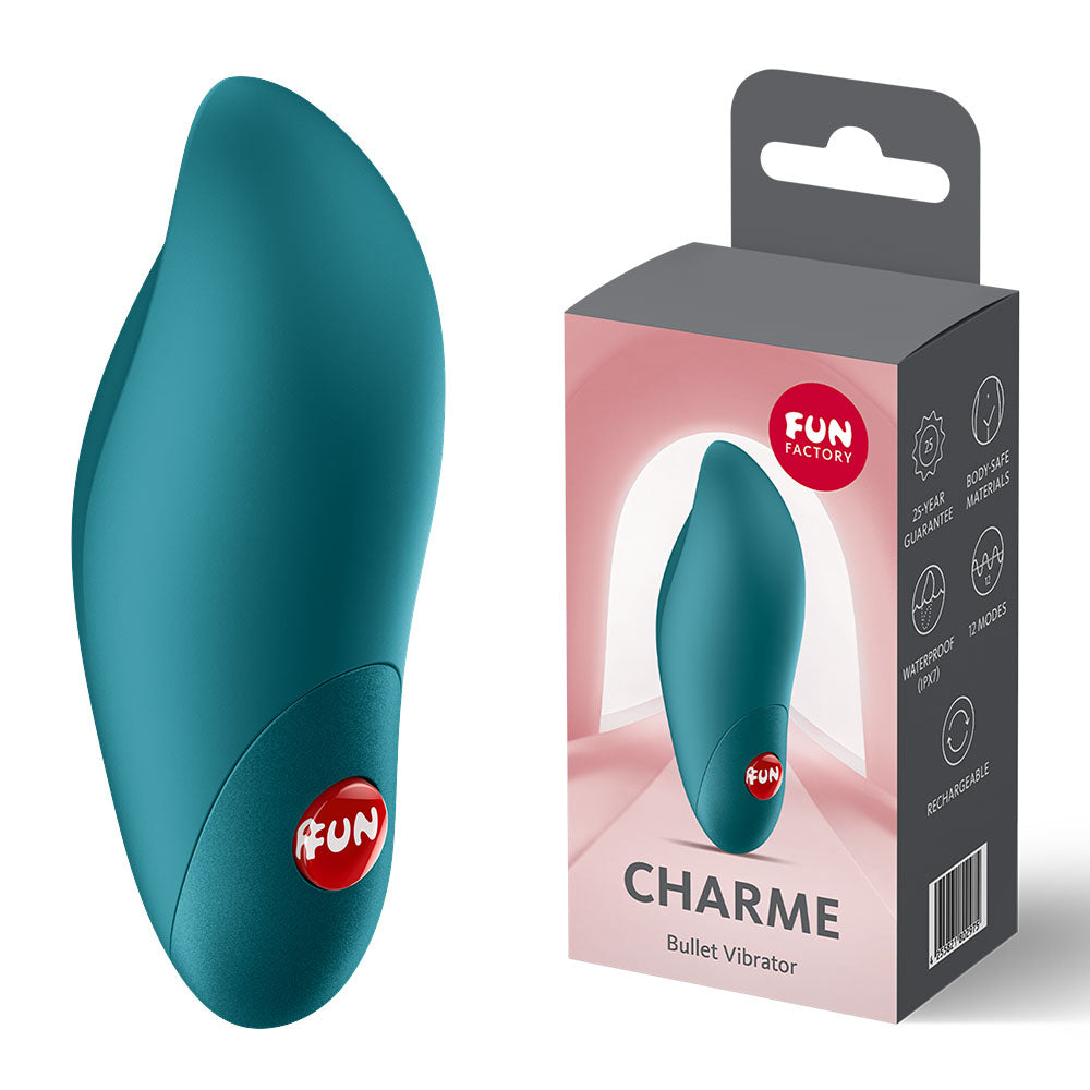 Fun Factory CHARME Bottle  - Bottle  USB-C Rechargeable Stimulator with ergonomic design and packaging.