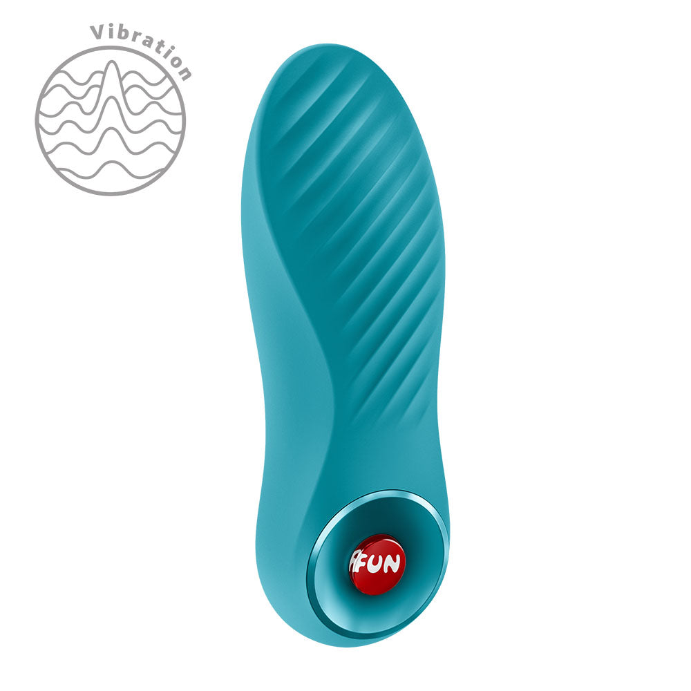 Fun Factory BIJOU Aquamarine - Aquamarine USB-C Rechargeable Stimulator with textured silicone design