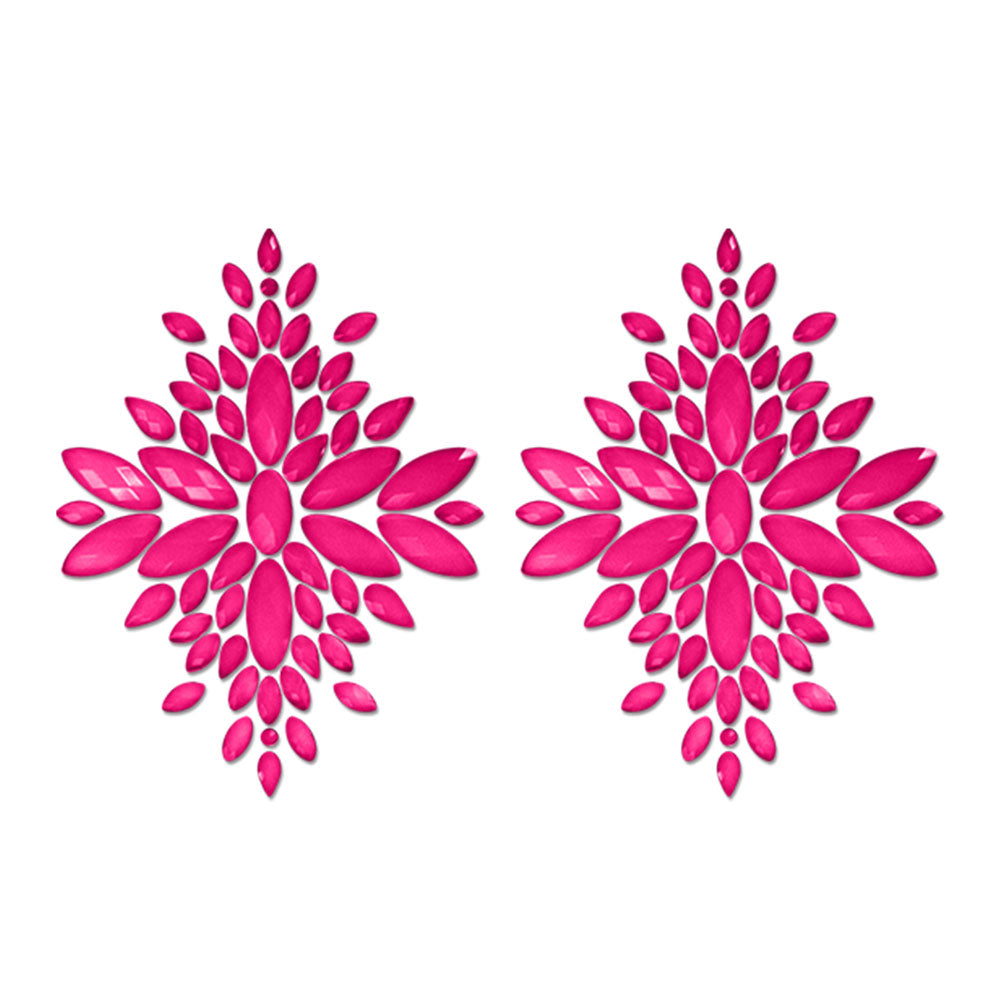 GLOW Fashion Pasties Set - Glow  Crystals featuring neon pink crystal designs for a bold, luminous look.