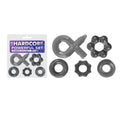 Hardcore Powerful Set Cock Rings - Set of 5 - Smoke Cock Rings - Set of 5 displayed with various shapes and TPE material.
