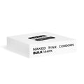Four Seasons Naked Pink Condoms bulk 144pk packaging box for increased sensitivity and strength.