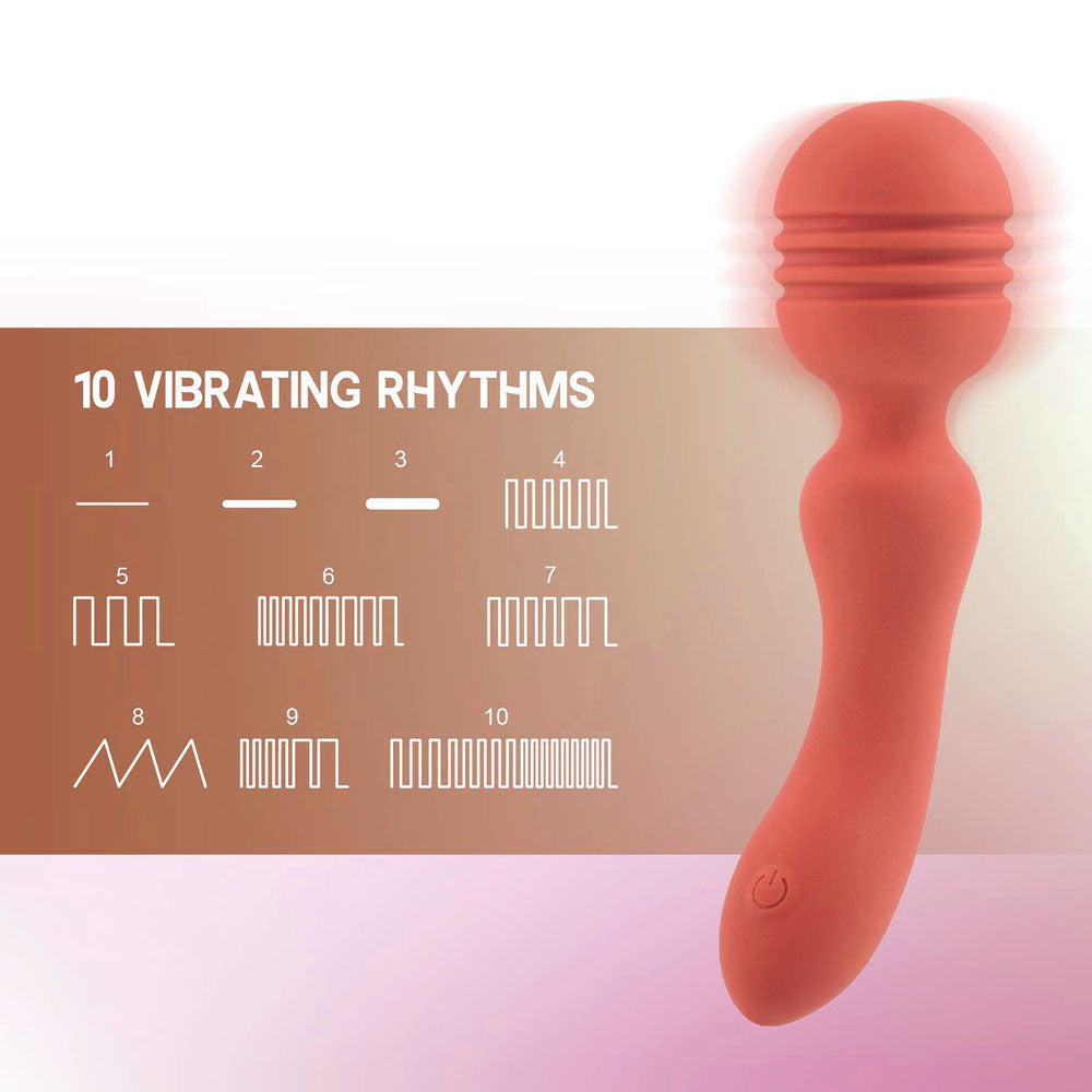 Xciter - Orange - Orange 16.5 cm USB Rechargeable Massage Wand showcasing 10 vibrant rhythms for enhanced pleasure.