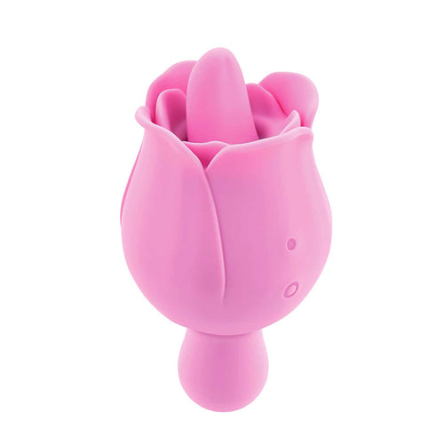 Adam & Eve EVES RAVISHING CLIT FLICKING ROSE -  USB Rechargeable Rose Flicking Stimulator in pink silicone design.