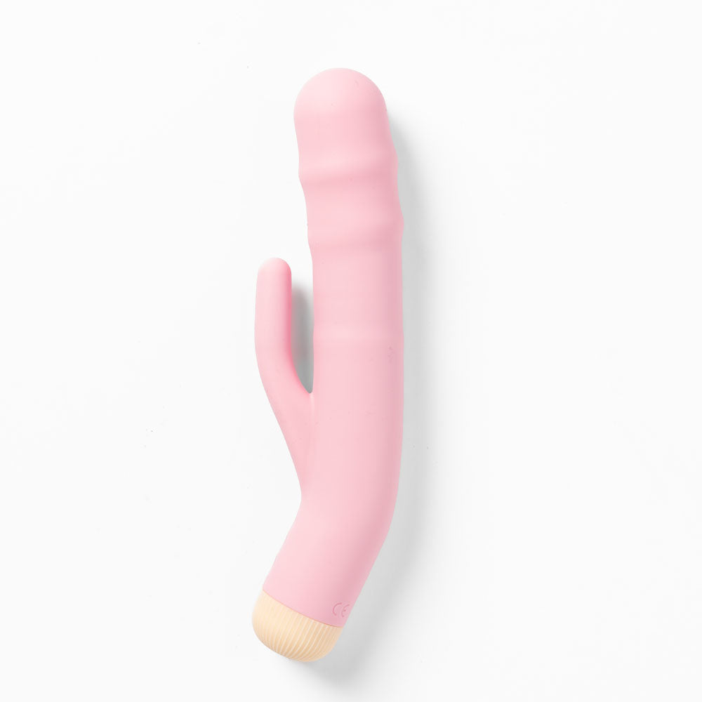 Girls Get Off - DeeDee -  19 cm USB Rechargeable Thrusting Rabbit Vibrator in pink with dual stimulation design.