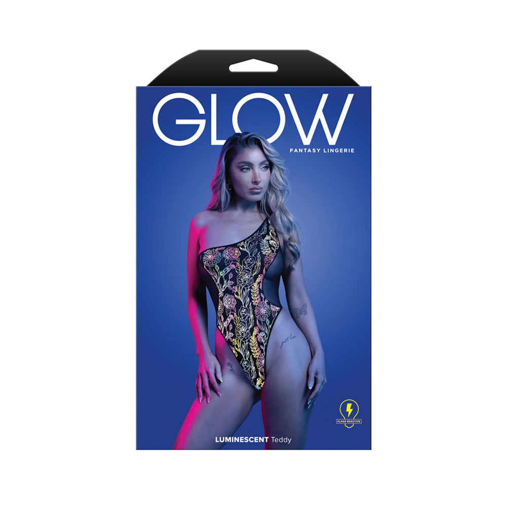 GLOW Luminescent Flash Teddy ML -  Reflective Teddy - M/L Size packaging with floral print design.