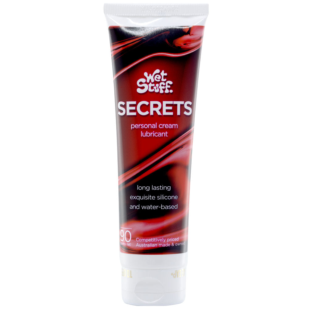 Wet Stuff Secrets - 90g Tube - Hybrid Lubricant - 90 gram Tube in a personal cream lubricant packaging.